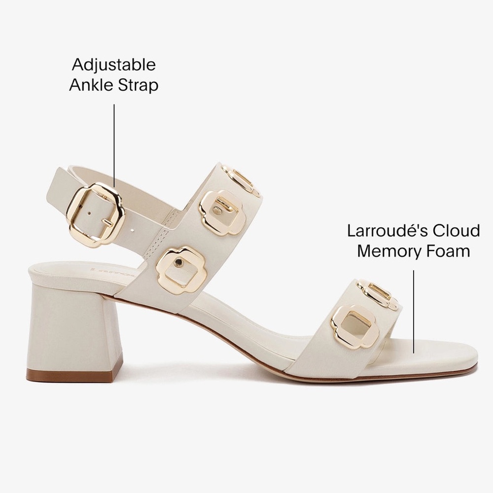 Larroude Milan Sandal in Ivory Leather - Picture 6 of 9